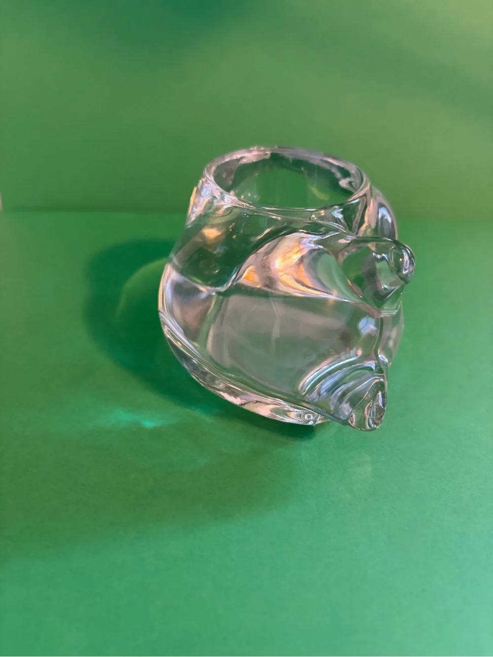 Clear Glass Cat Candle Holder Trinket Dish Paperweight